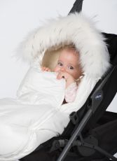Дитячий конверт на овчині доречі Baby XS Білий з опушкою, (-20°C)